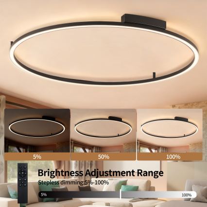 Brilagi - Lámpara de techo LED regulable PORTOFINO LED/85W/230V 3000-6000K Ø 120 cm negra + mando a distancia
