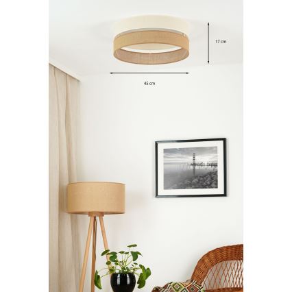 Brilagi - Lámpara de techo LED regulable ROYAL YUTE LED/24W/230V Ø 45 cm 3000/4000/6500K beige/crema + mando a distancia