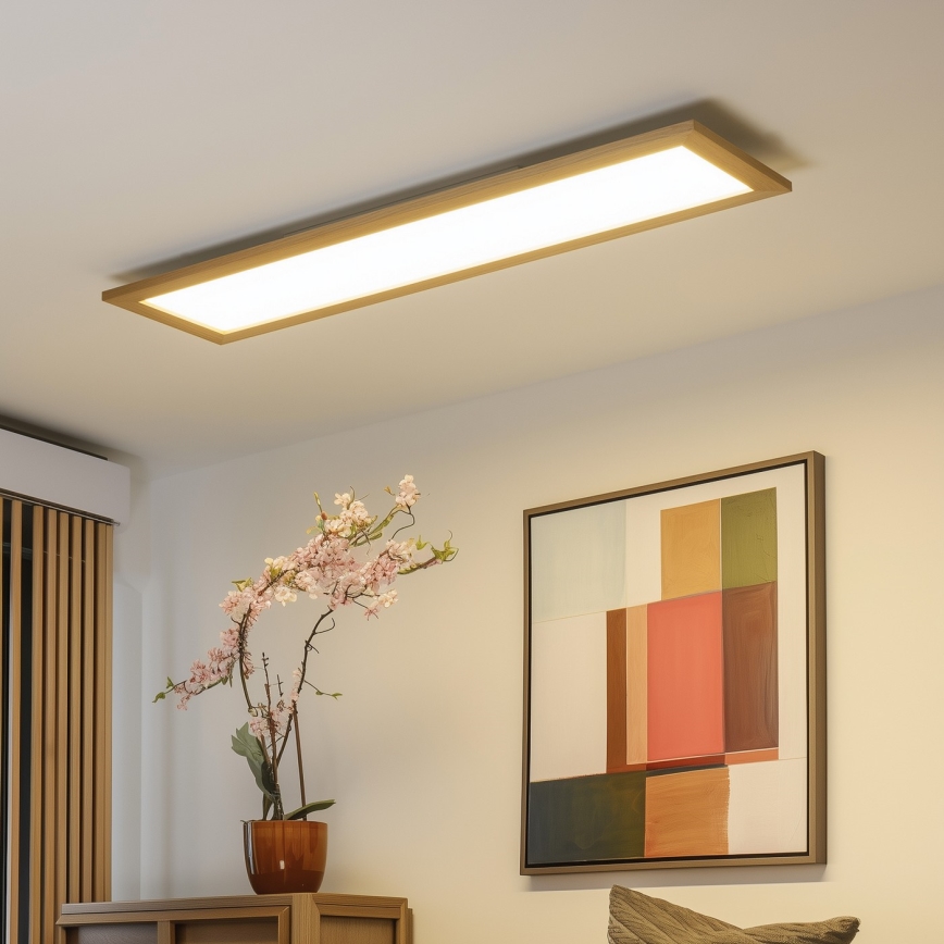 Brilagi - Plafón LED regulable SLIMFRAME WOOD LED/58W/230V 124x34 cm 3000-6000K marrón + control remoto