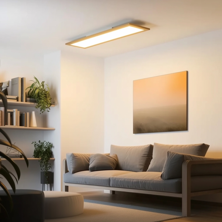 Brilagi - Plafón LED regulable SLIMFRAME WOOD LED/58W/230V 124x34 cm 3000-6000K marrón + control remoto