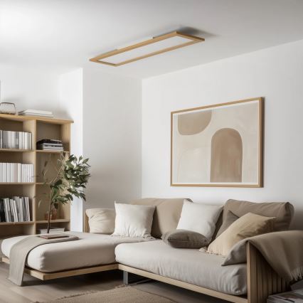 Brilagi - Plafón LED regulable SLIMFRAME WOOD LED/58W/230V 124x34 cm 3000-6000K marrón + control remoto