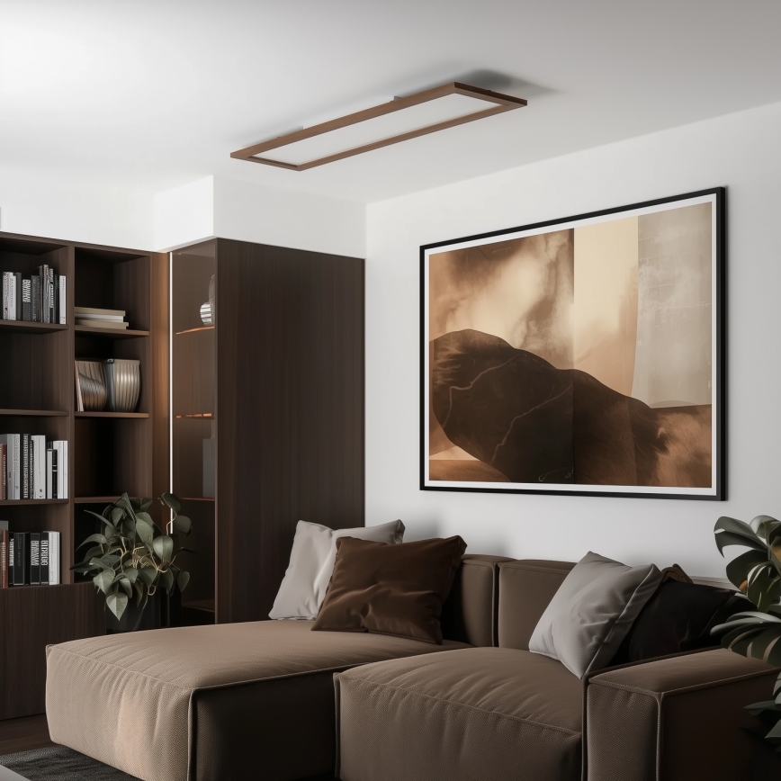 Brilagi - Plafón LED regulable SLIMFRAME WOOD LED/58W/230V 124x34 cm 3000-6000K marón oscuro + control remoto