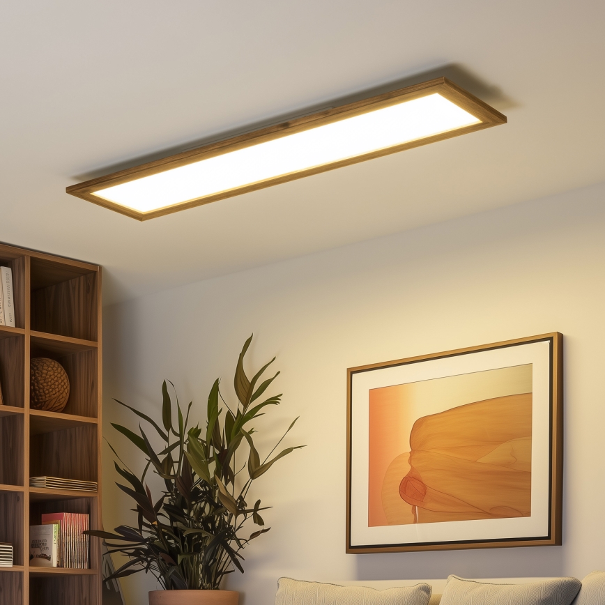 Brilagi - Plafón LED regulable SLIMFRAME WOOD LED/58W/230V 124x34 cm 3000-6000K marrón + control remoto