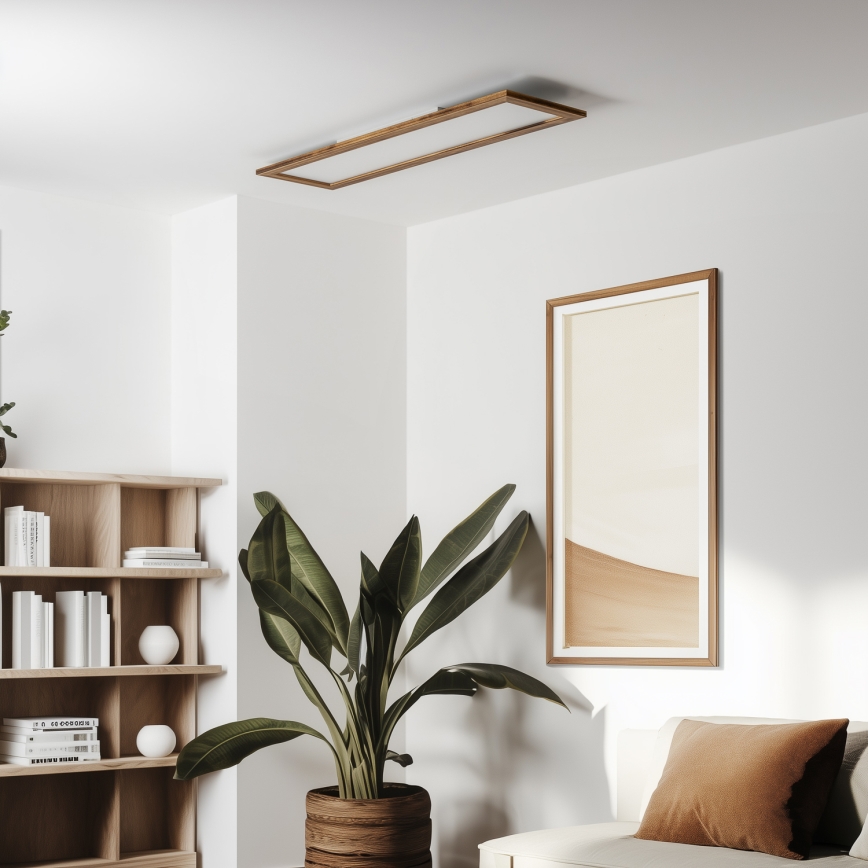 Brilagi - Plafón LED regulable SLIMFRAME WOOD LED/58W/230V 124x34 cm 3000-6000K marrón + control remoto