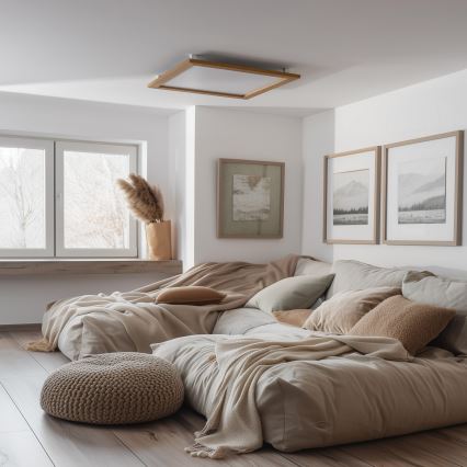 Brilagi - Plafón LED regulable SLIMFRAME WOOD LED/58W/230V 64x64 cm 3000-6000K marrón + control remoto