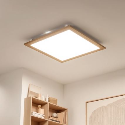 Brilagi - Plafón LED regulable SLIMFRAME WOOD LED/58W/230V 64x64 cm 3000-6000K marrón + control remoto