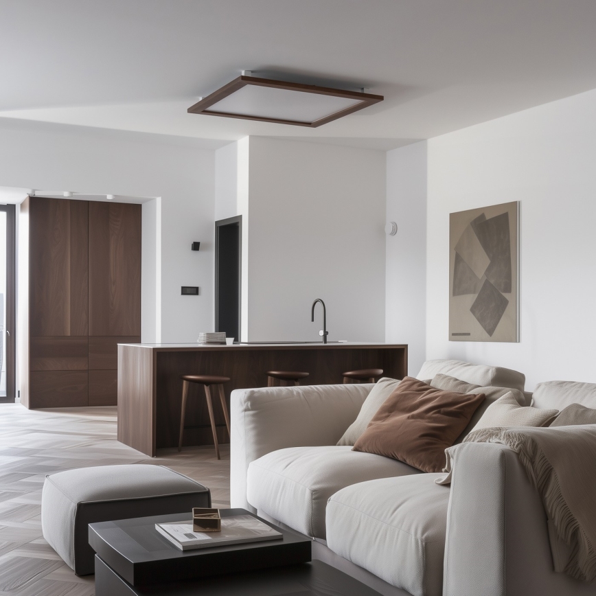 Brilagi - Plafón LED regulable SLIMFRAME WOOD LED/58W/230V 64x64 cm 3000-6000K marón oscuro + control remoto