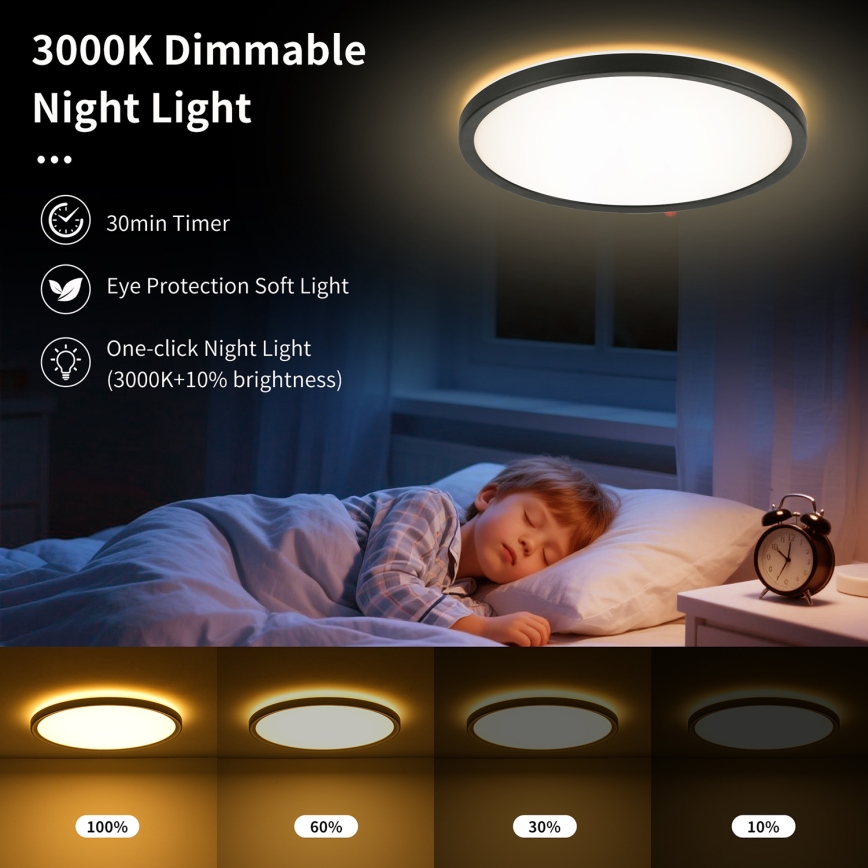 Brilagi - Lámpara de techo LED regulable ULTRA SLIM LED/24W/230V 2700-6500K diámetro 42 cm negra + mando a distancia