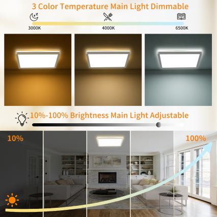 Brilagi - Plafón LED regulable ULTRA SLIM LED/18W/230V 2700-6500K 30x30 cm blanco + control remoto