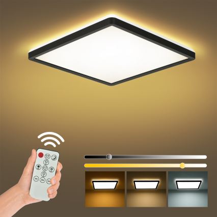 Brilagi - Plafón LED regulable ULTRA SLIM LED/18W/230V 2700-6500K 30x30 cm negro + control remoto