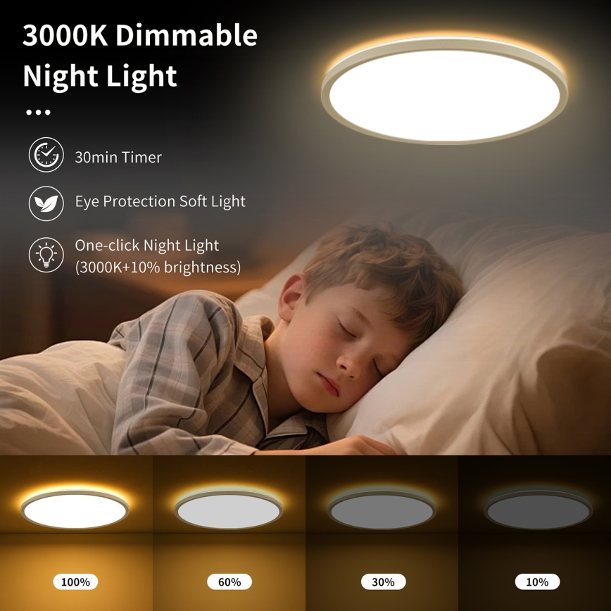 Brilagi - Plafón LED regulable ULTRA SLIM LED/18W/230V 2700-6500K diá. 30 cm blanco + control remoto
