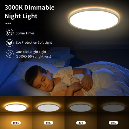 Brilagi - Plafón LED regulable ULTRA SLIM LED/24W/230V 2700-6500K diá. 42 cm blanco + control remoto