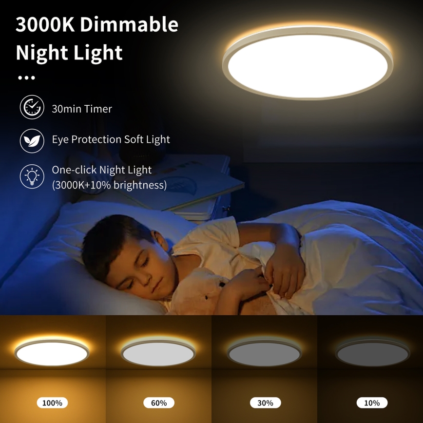 Brilagi - Plafón LED regulable ULTRA SLIM LED/24W/230V 2700-6500K diá. 42 cm blanco + control remoto