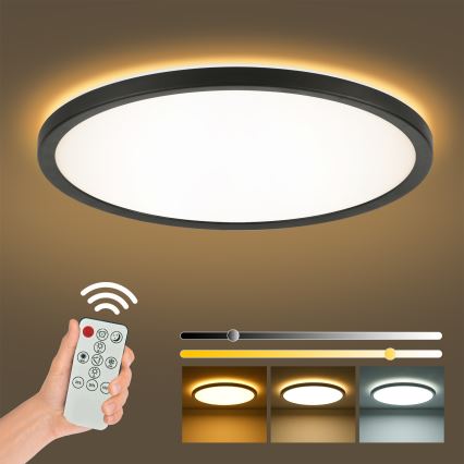 Brilagi - Plafón LED regulable ULTRA SLIM LED/24W/230V 2700-6500K diá. 42 cm negro + control remoto