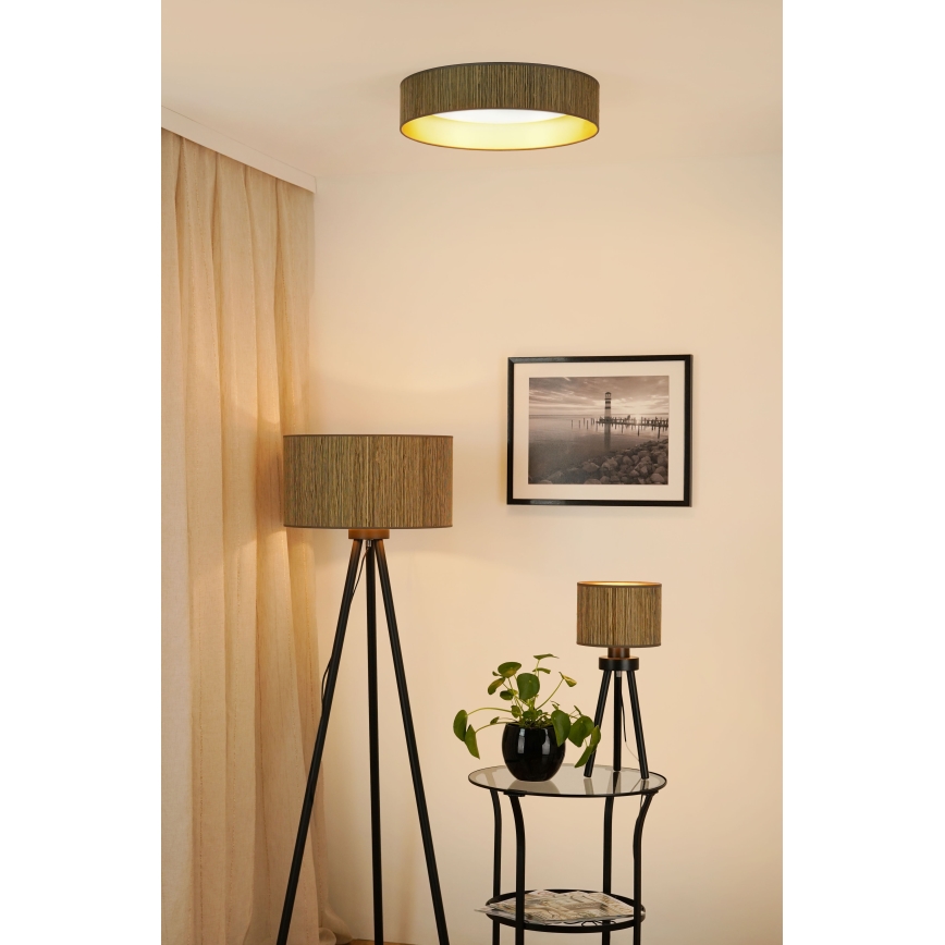 Brilagi - Plafón LED regulable VEGAS SHINE LED/24W/230V 3000/4000/6500K paja marrón/dorado + control remoto