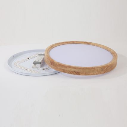 Brilagi - Lámpara de techo LED regulable WOODROUND LED/30W/230V 3000-6000K diámetro 40 cm madera CRI 90 + mando a distancia