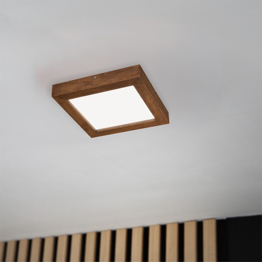 Brilagi - Luz de techo LED regulable para baño WOODY FRAME LED/24W/230V roble cereza 30x30 cm 3000-6000K IP44 + control remoto