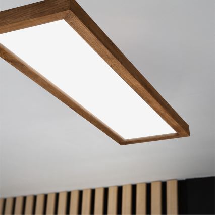 Brilagi - Luz de techo LED regulable para baño WOODY FRAME LED/50W/230V roble cereza 120x30 cm 3000-6000K IP44 + control remoto