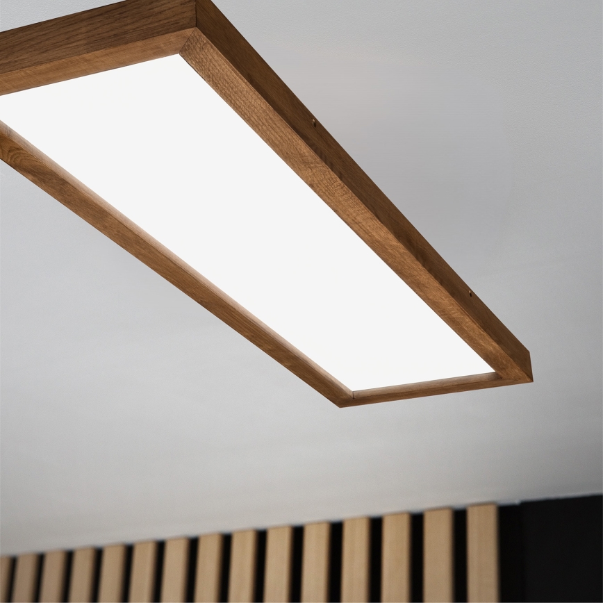 Brilagi - Luz de techo LED regulable para baño WOODY FRAME LED/50W/230V roble cereza 120x30 cm 3000-6000K IP44 + control remoto