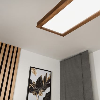 Brilagi - Luz de techo LED regulable para baño WOODY FRAME LED/50W/230V roble cereza 120x30 cm 3000-6000K IP44 + control remoto