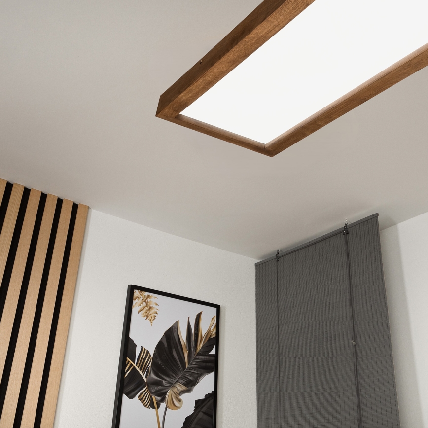 Brilagi - Luz de techo LED regulable para baño WOODY FRAME LED/50W/230V roble cereza 120x30 cm 3000-6000K IP44 + control remoto
