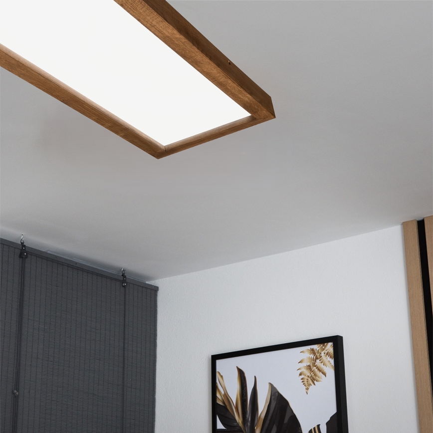 Brilagi - Luz de techo LED regulable para baño WOODY FRAME LED/50W/230V roble cereza 120x30 cm 3000-6000K IP44 + control remoto
