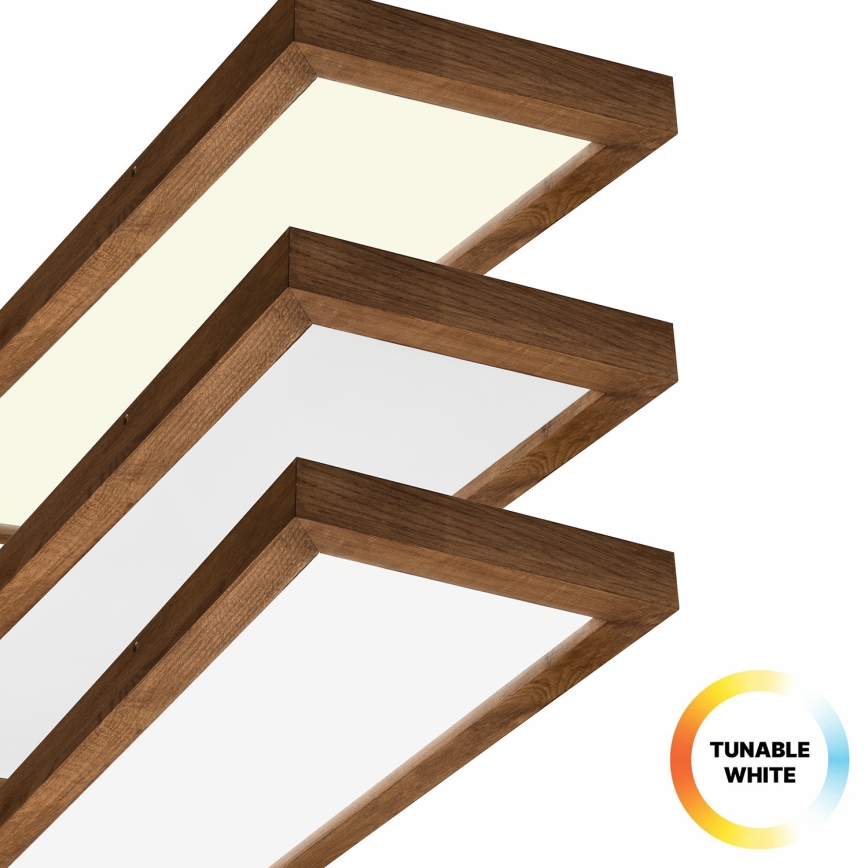 Brilagi - Luz de techo LED regulable para baño WOODY FRAME LED/50W/230V roble cereza 120x30 cm 3000-6000K IP44 + control remoto