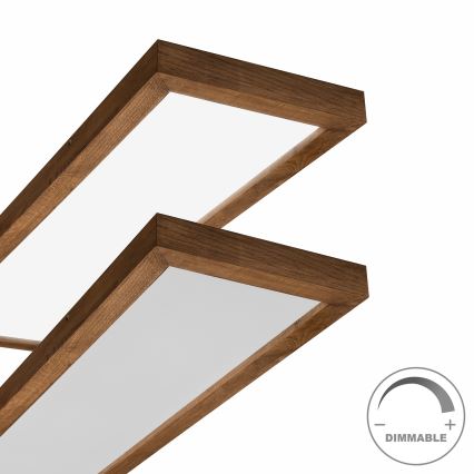 Brilagi - Luz de techo LED regulable para baño WOODY FRAME LED/50W/230V roble cereza 120x30 cm 3000-6000K IP44 + control remoto