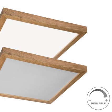 Brilagi - Luz de techo LED regulable para baño WOODY FRAME LED/50W/230V roble 60x60 cm 3000-6000K IP44 + control remoto