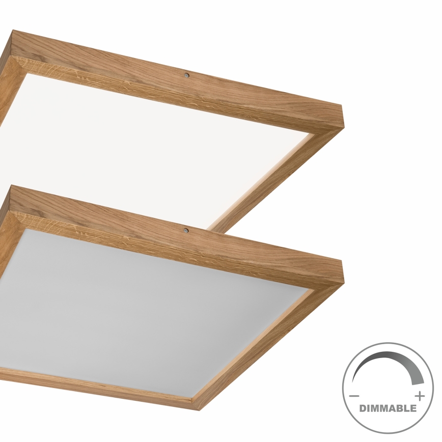 Brilagi - Luz de techo LED regulable para baño WOODY FRAME LED/50W/230V roble 60x60 cm 3000-6000K IP44 + control remoto