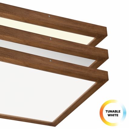Brilagi - Luz de techo LED regulable para baño WOODY FRAME LED/50W/230V roble cereza 60x60 cm 3000-6000K IP44 + control remoto