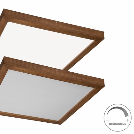 Brilagi - Luz de techo LED regulable para baño WOODY FRAME LED/50W/230V roble cereza 60x60 cm 3000-6000K IP44 + control remoto