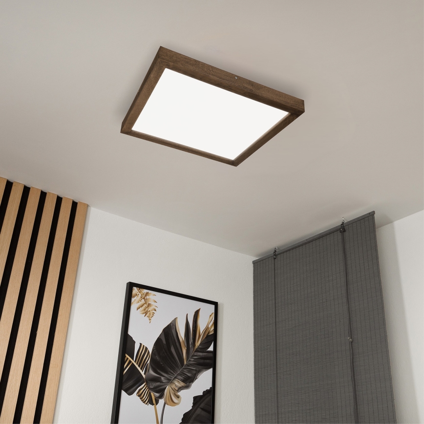 Brilagi - Luz de techo LED regulable para baño WOODY FRAME LED/50W/230V roble 60x60 cm 3000-6000K IP44 + control remoto