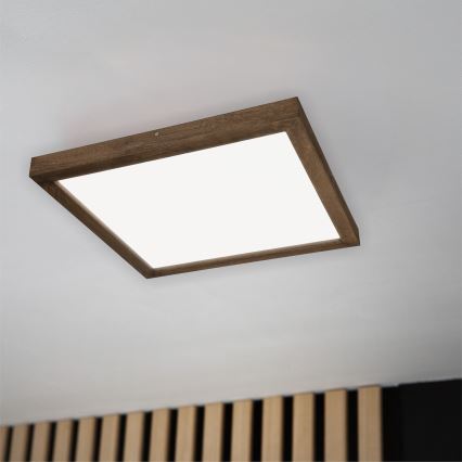Brilagi - Luz de techo LED regulable para baño WOODY FRAME LED/50W/230V roble 60x60 cm 3000-6000K IP44 + control remoto