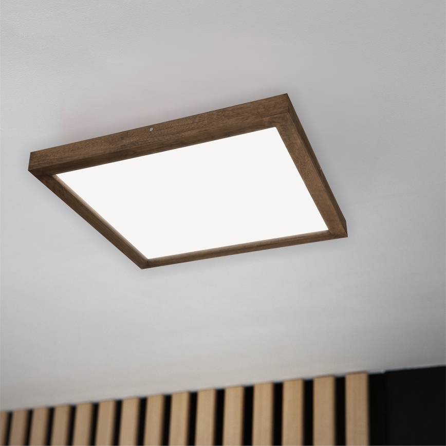Brilagi - Luz de techo LED regulable para baño WOODY FRAME LED/50W/230V roble 60x60 cm 3000-6000K IP44 + control remoto