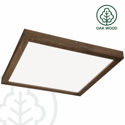 Brilagi - Luz de techo LED regulable para baño WOODY FRAME LED/50W/230V roble 60x60 cm 3000-6000K IP44 + control remoto