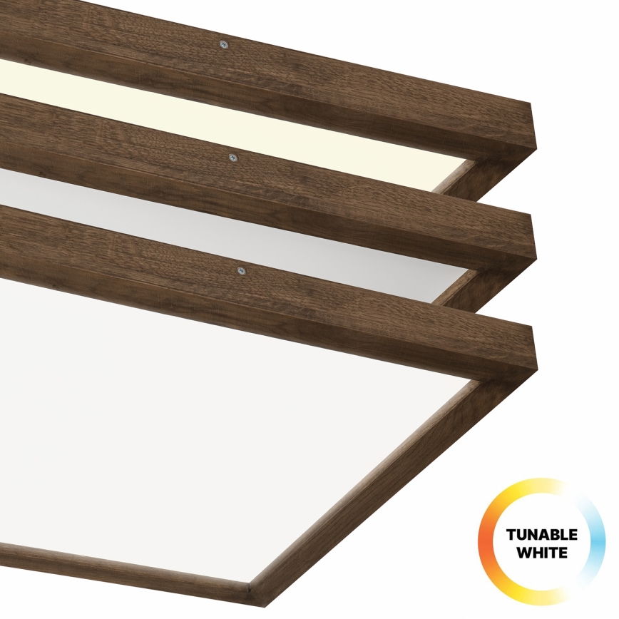 Brilagi - Luz de techo LED regulable para baño WOODY FRAME LED/50W/230V roble 60x60 cm 3000-6000K IP44 + control remoto
