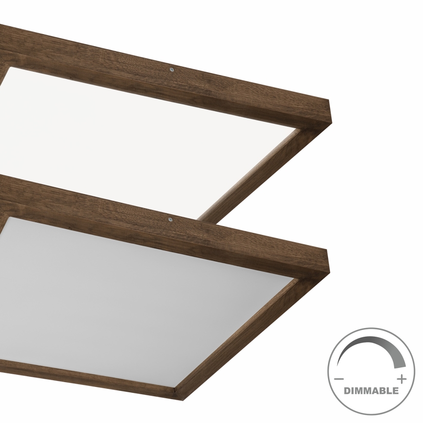 Brilagi - Luz de techo LED regulable para baño WOODY FRAME LED/50W/230V roble 60x60 cm 3000-6000K IP44 + control remoto