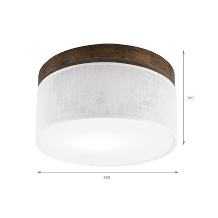 Brilagi - Lámpara de techo LED BELLADONNA 1xE27/15W/230V diámetro 30 cm blanco/roble nogal