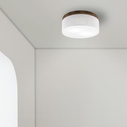 Brilagi - Lámpara de techo LED BELLADONNA 2xE27/15W/230V diámetro 40 cm blanco/roble nogal