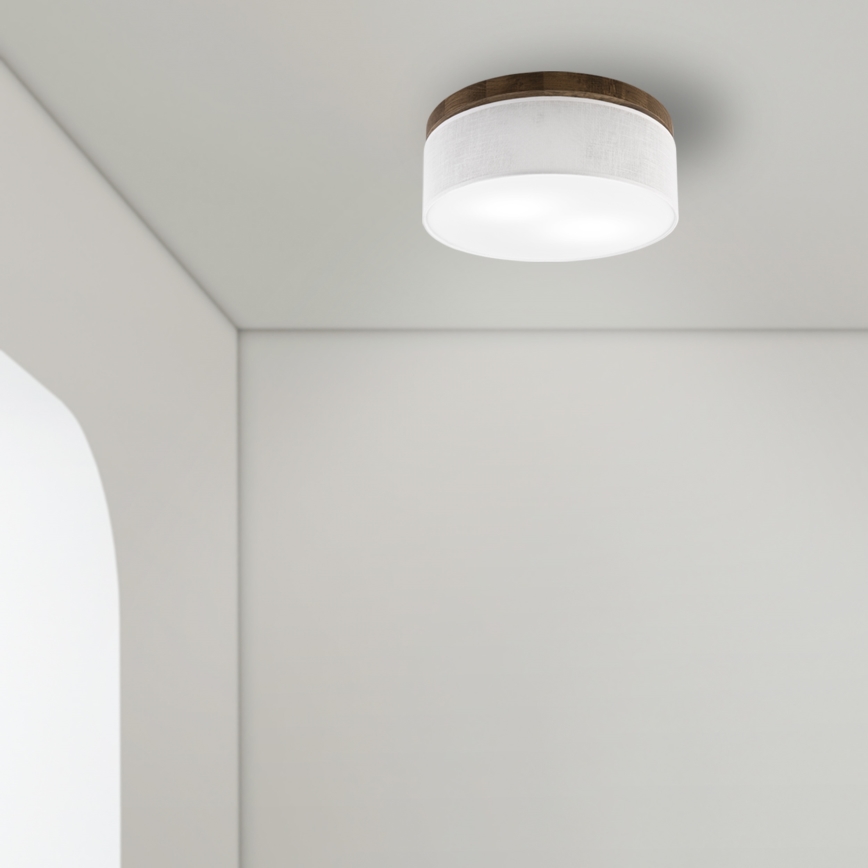 Brilagi - Lámpara de techo LED BELLADONNA 2xE27/15W/230V diámetro 40 cm blanco/roble nogal