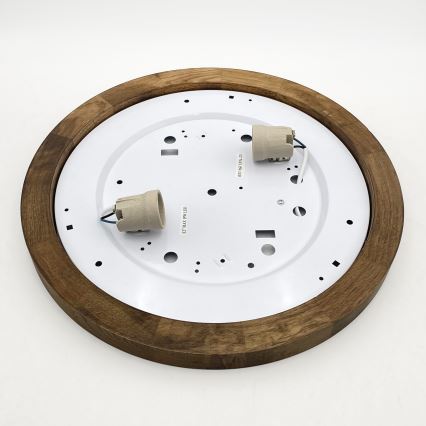 Brilagi - Lámpara de techo LED BELLADONNA 2xE27/15W/230V diámetro 40 cm blanco/roble nogal