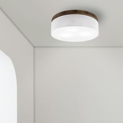 Brilagi - Lámpara de techo LED BELLADONNA 3xE27/15W/230V diámetro 50 cm blanco/roble nogal
