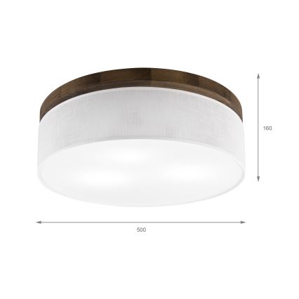 Brilagi - Lámpara de techo LED BELLADONNA 3xE27/15W/230V diámetro 50 cm blanco/roble nogal