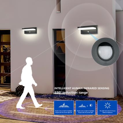Brilagi - Lámpara solar de pared LED con sensor SUN SENSE LED/10W/3,7V 4000 mAh IP44