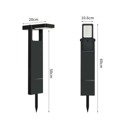 Brilagi - Lámpara solar LED SUN SPIKE LED/4W/3,7V 2200 mAh IP44