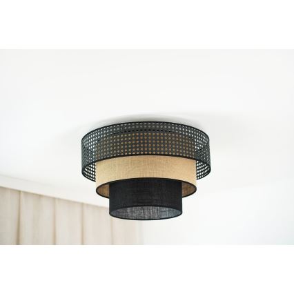Brilagi - Lámpara de techo DAKOTA LUNETA 1xE27/15W/230V Ø 45 cm negro/rattán