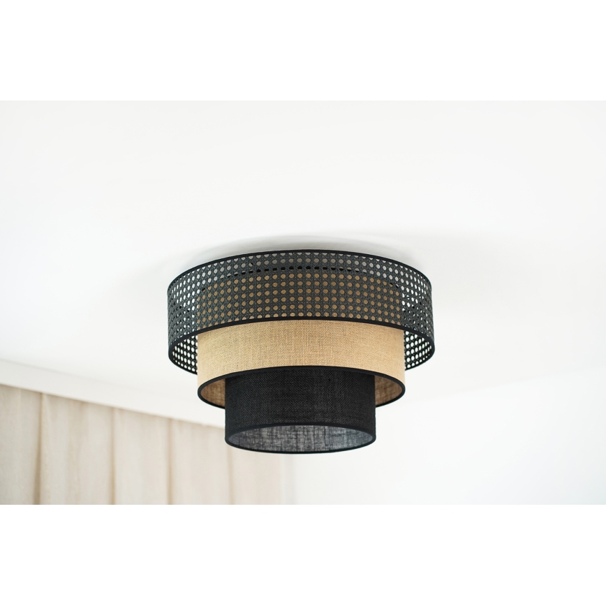 Brilagi - Lámpara de techo DAKOTA LUNETA 1xE27/15W/230V Ø 45 cm negro/rattán