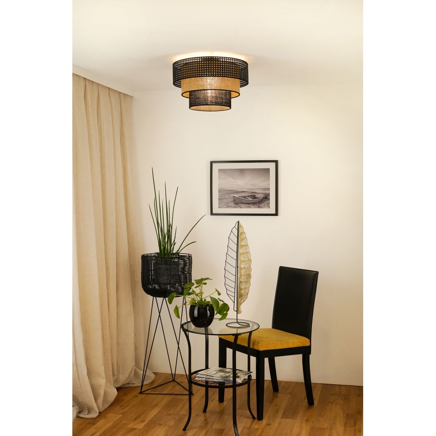Brilagi - Lámpara de techo DAKOTA LUNETA 1xE27/15W/230V Ø 45 cm negro/rattán