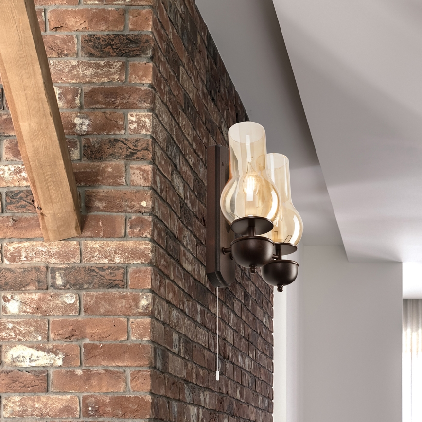 Brilagi - LED Aplique COTTAGE 2xE14/40W/230V haya/marrón